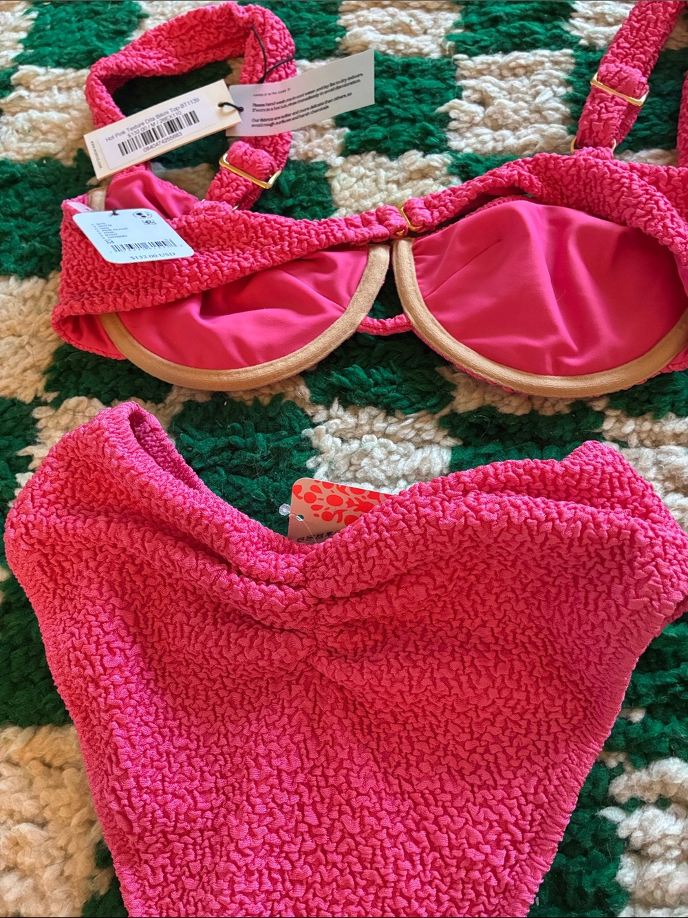 Montce NWT Pink Textured Bikini Set-Paula Bottom/ Dita Top Size M - Picture 6 of 6